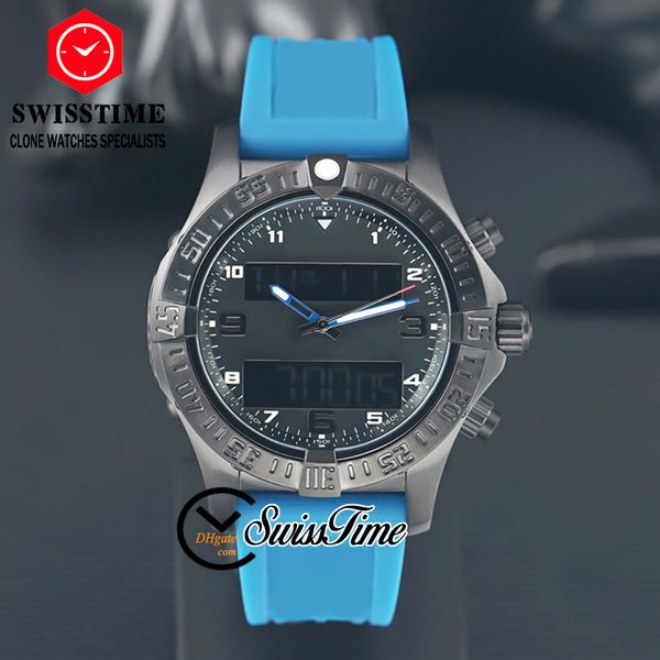 

professional aerospace evo swiss quartz chronograph mens watch mariner blue dial gmt second time zone feature alarm countdown timer backligh, Slivery;brown