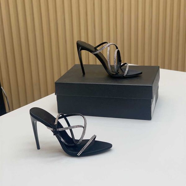 

stiletto heels sandals luxurys designers ysltiy fashion heel women shoes dress shoe summer ladies slipers s5, Black