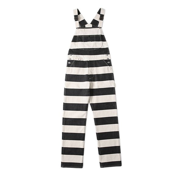 

men's pants bob dong prisoner striped overalls vintage motorcycle biker racing 230303, Black