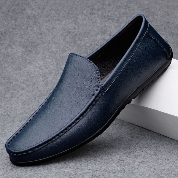 

dress shoes genuine leather loafers men design moccasin fashion slip on soft flat casual men shoes male footwear handmade boat shoes 230302, Black