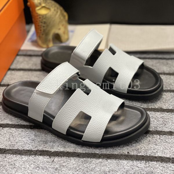 

designer mens sandal chypre sandals leather slippers buckle genuus slides thick bottom rubber shoes flat heel slipper izmir shoes size 38-44, Black