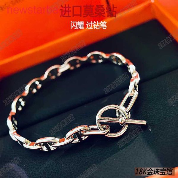 

designer herms bracelet online shop 18k platinum bracelet au750 smooth pig nose temperament female punk, Golden;silver