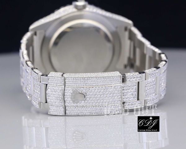 

2023vvs moissanite diamond iced out watch round arabic dial luxury bust down hip hop watch stainls st7l8, Silver