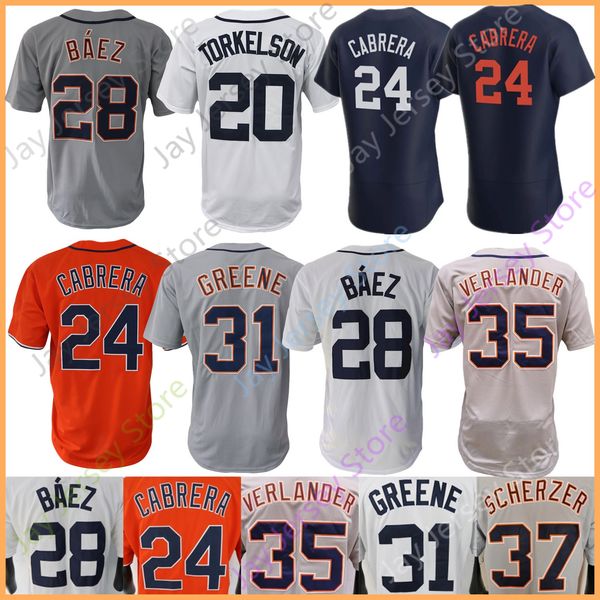 

baseball jersey javier baez miguel cabrera spencer torkelson riley greene austin meadows baddoo verlander scherzer lorenzen carpenter meadow, Blue;black