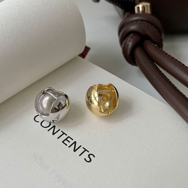 

smooth ball huggie earrings 925 sterling silver earring hand-made designer vintage luxury jewelry accessories gift for women gold silver, Golden;silver