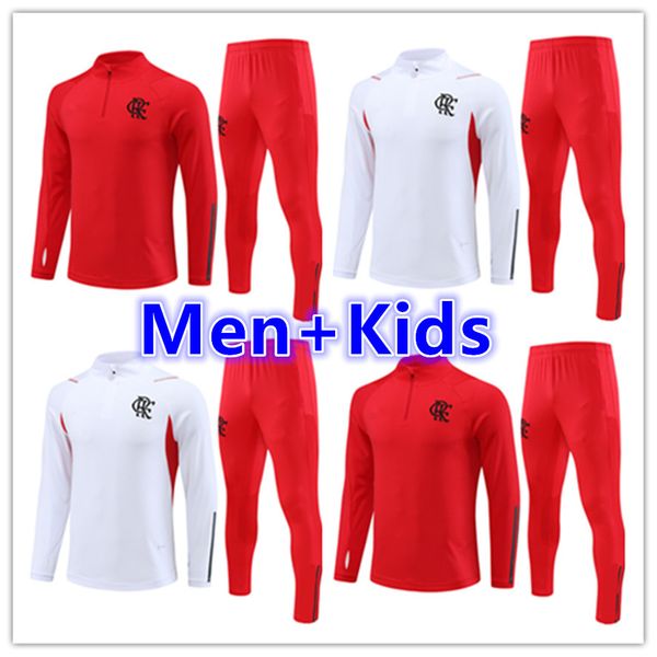 

22 23 flamengo mens kids soccer tracksuit football jerseys maillot chandal futbol survetement foot jersey sets kit 2022 2023 gabi david, White;black
