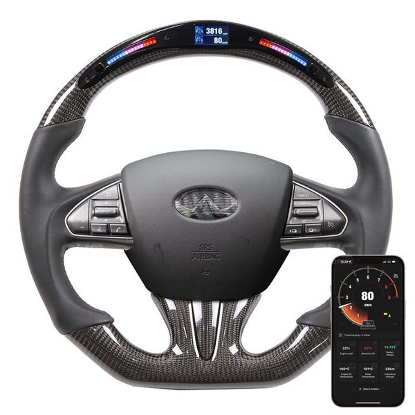 

replacement real carbon fiber steering wheel led performance for infiniti q50