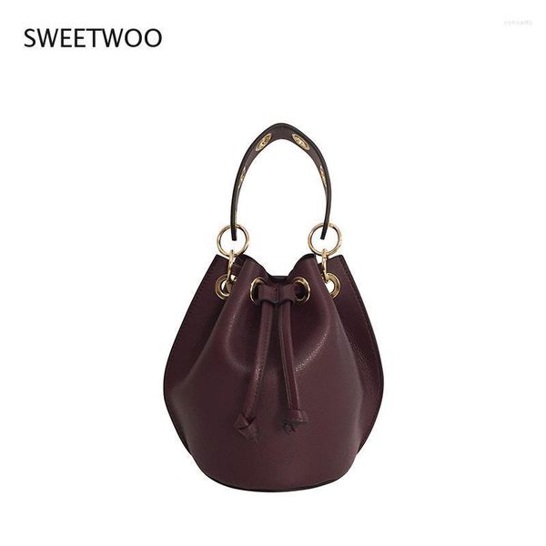 

shoulder bags female bundle pocket drawstring bag one messenger chain fashion mini bucket women handbag pu leather crossbody