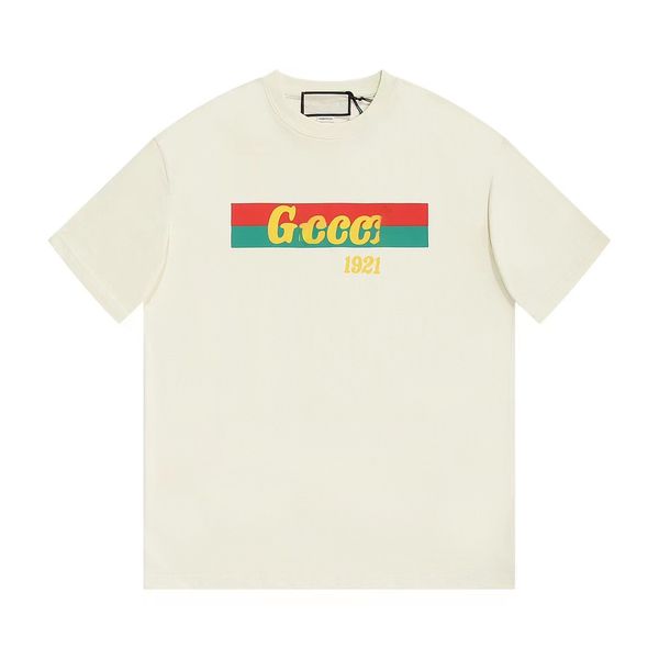 

23ss new men's t-shirts spring/summer print direct injection imported machine positioning after handmade short-sleeved t-shirt 290g dou, White;black
