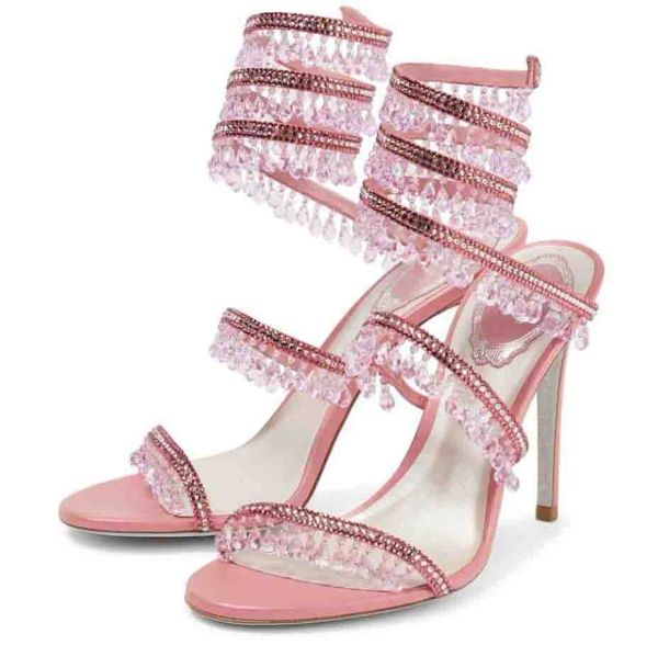 

sandal bride girl chandelier sandal lady high heels renes-c dress shoes jewel sandals embellished pink genuine leather pump black nude