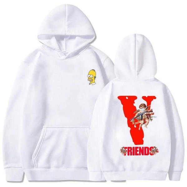 

friends angel big v loose hoodie men's and women's hoodie, Black;white