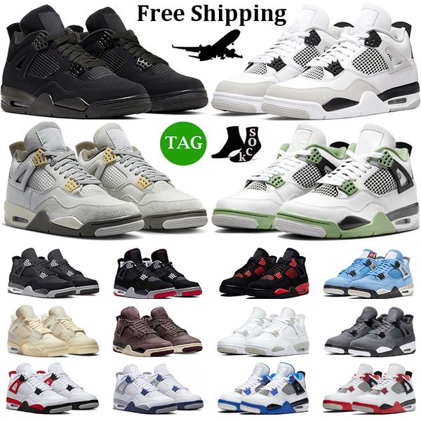 

jumpman og 4 4s basketball shoes men women black cat pn dust military black seafoam red thunder university blue mens trainers outdoor sneake