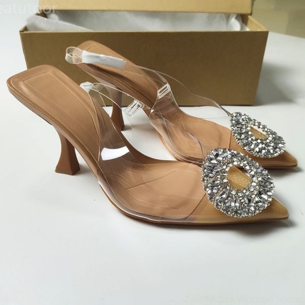

sandals womens high heels casual summer fashion transparent pointed pvc large pumps luxury shoes for women 230302, Black
