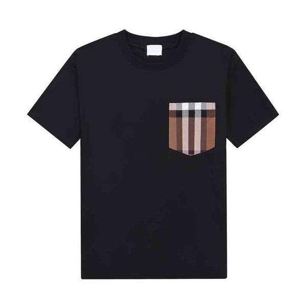 

2021 men's and women's t-shirt splicing printing short sleeve early spring double strand fine cotton fabric digital prin264d, Black;brown