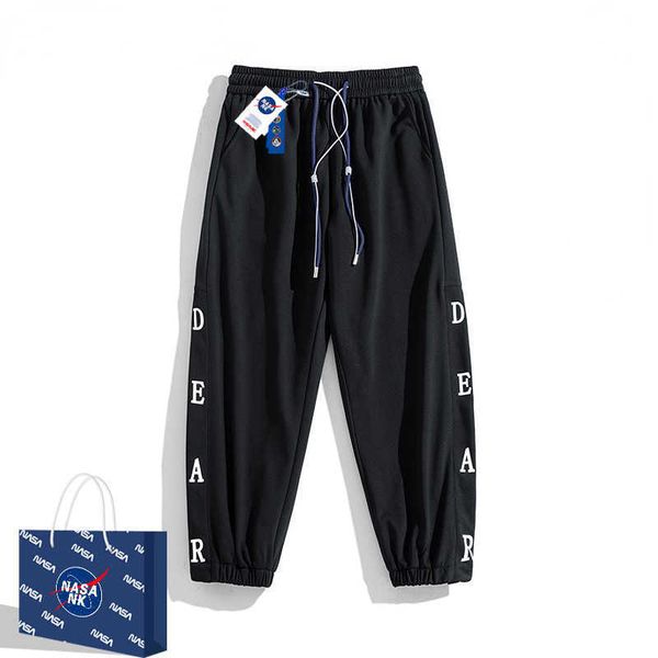 

co-branded american vibe men's summer tracksuit fashion black nine-point terry guard buttoned leggings jogging suits men track models, Gray