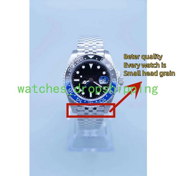 

luxury mens automatic movement wristwatch 40mm sapphire glass hand date window sterile asia 2813 movement jubilee fine steel strap ceramic b, Slivery;brown