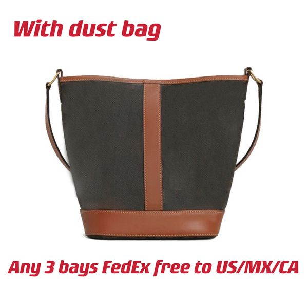 

bucket in triomphe lady designer crossbody bags canvas and calfskin with an adjustable leather shoulder strap and an interior snap307i