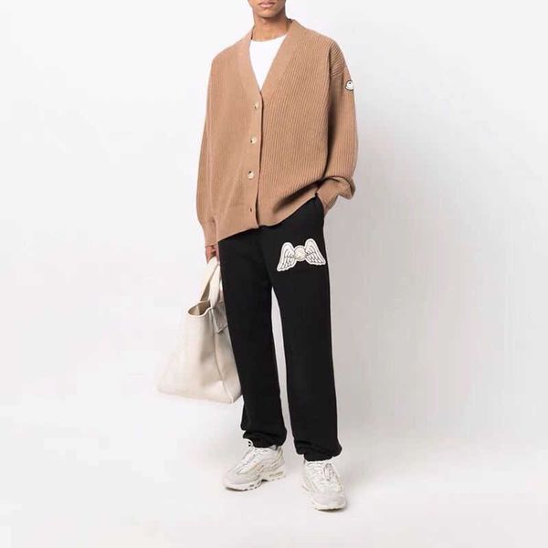 

angel wing embroidered trousers mens pants plam designer men women sweatpants casual loose hip-hop britches s-xl, Black