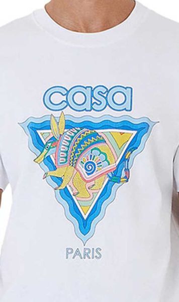 

23ss new casablanca designer classic fashion cotton t shirt armadillo print men and women loose and versatile short-sleeve tee, White;black