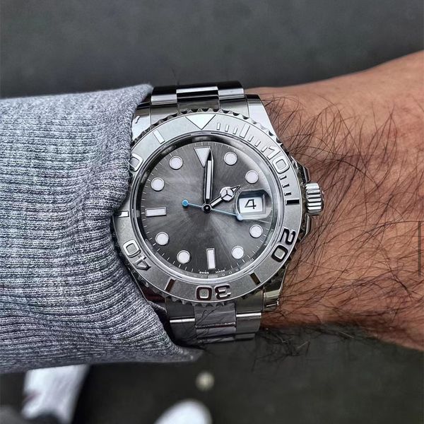 

new mens watches miyota 8215 mechanical designer watch luminous automatic watch sports self-wind fashion wristwatch glide lock sapphire orol, Slivery;brown