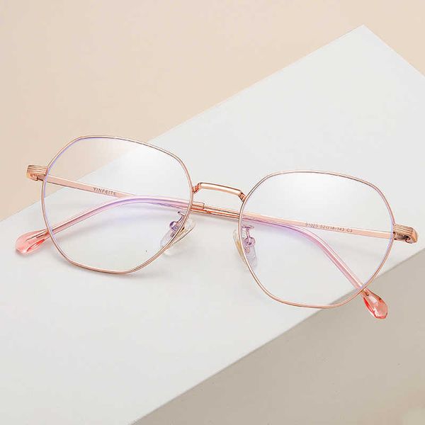 

sunglasses half titanium glasses men's and women's polygonal net red korean fashion small frame student optical 91025, White;black