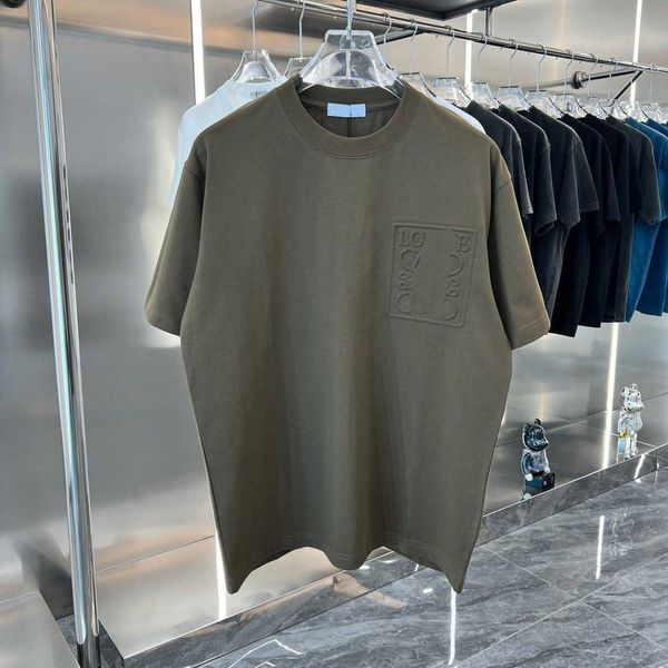 

designer luxury loes classic spring summer embossed short sleeve fashion casual loose t-shirt for men and women versatile comfort, Black;brown
