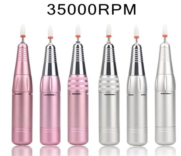 

nail art equipment drill machine 35000 rpm electric manicure usb portable pen for gel milling salon tool set 2210074860361, Silver