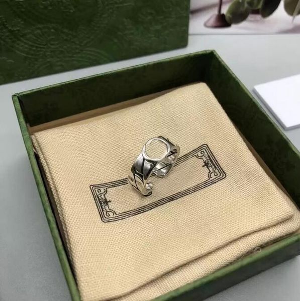 

luxury designer silver plated ring have stamps vintage letter finger rings for men women lady party lovers gift engagement jewelry