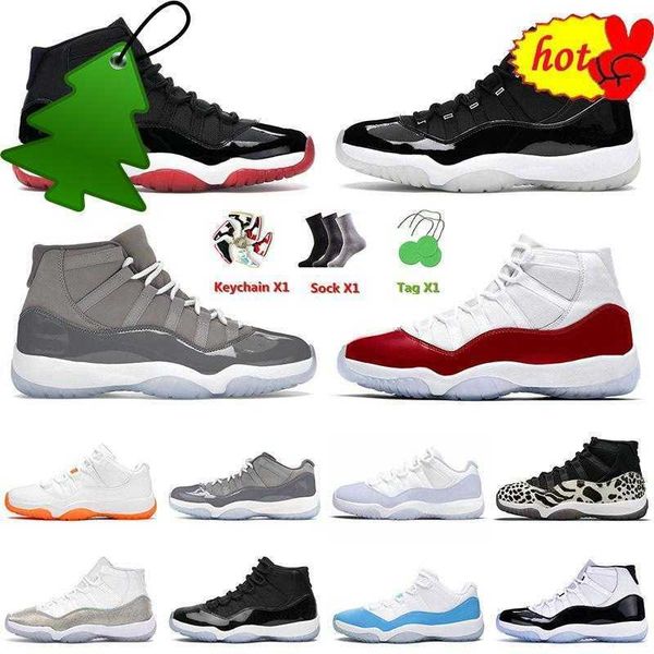 

11s 11 xi basketball jumpman shoes 25th anniversary cherry cool grey high bred cap and gown metallic silver citrus space jam men women