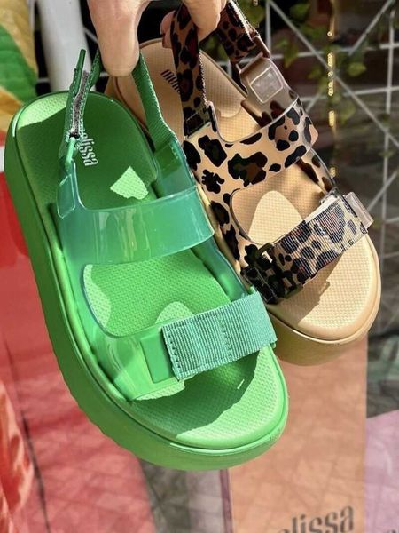 

melissa designer women sandal shoes wedge platform crystal transparent clear ankle buckle open toe jelly ladies summer fashion outdoor femal, Black