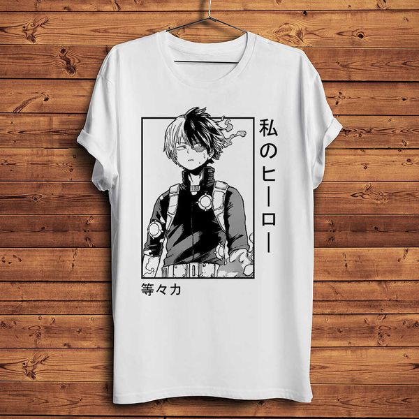 

men's t-shirts mha s todoroki my hero academia funny anime tshirt men new white casual short sleeve t shirt otaku streetwear tee g23030, White;black