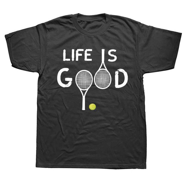 

men's t-shirts funny life is love tennis racket ball sport t shirts graphic streetwear short sleeve birthday gifts summer style t-shirt, White;black