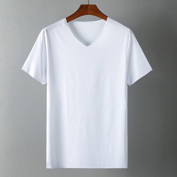 

men's tshirts tshirt japan short sleeve male ice silk trackless vneck slim summer pure colors clothing t shirts 230303, White;black
