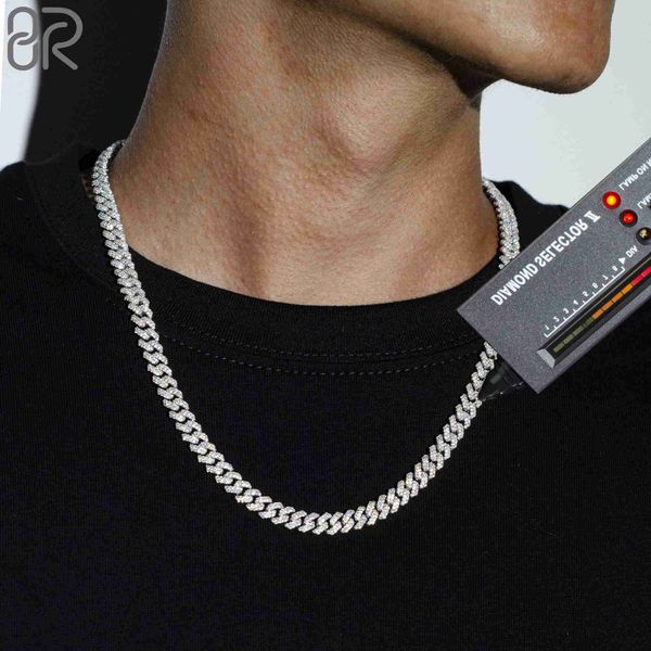 

fast shipping hip hop jewelry 925 sterling silver vvs moissanite necklace iced out cuban link chain 6mm 18"