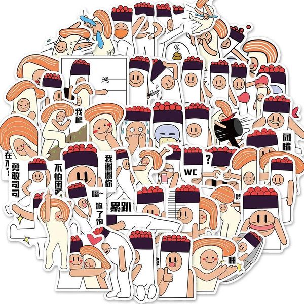 

50pcs sushi graffiti stickers for car skateboard lapipad bicycle motorcycle helmet ps4 phone kids toys diy decals pvc water bottle decor