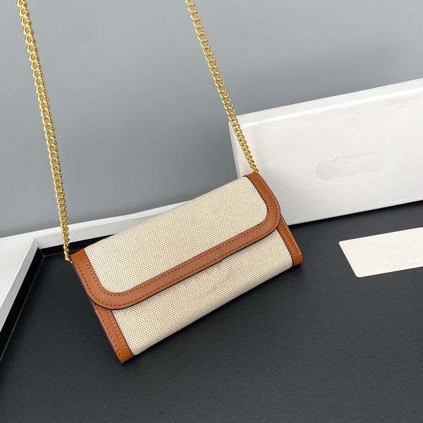 

2023 designer luxury wallet card bag with chain and box