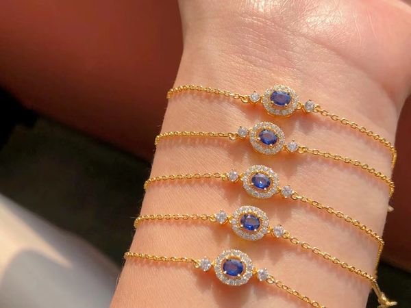 

18k gold plated simple sapphire bracelet female girlfriends gift jewelry wholesale