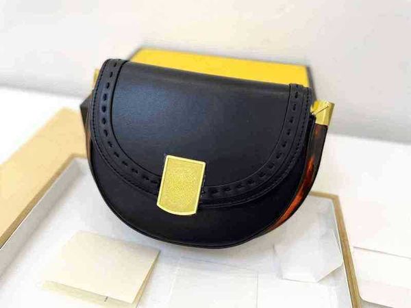 

fbag shoulder bags cowhide saddle wallet brand designer genuine leather handbags crossbody high-quality purses amber decoration messenger 11