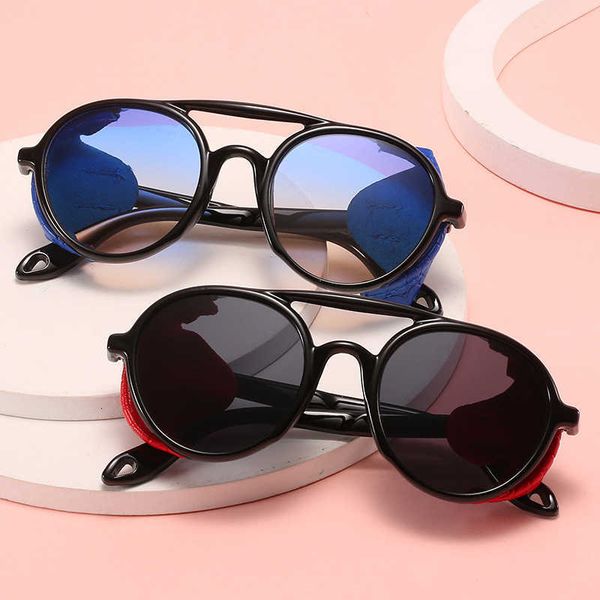 

digital p frame sunglasses 2021 punk series sun double beam oval men's and women's personality imitation leather, White;black
