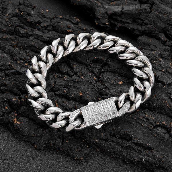 

wg108 iced out cz cnc setting clasp stainless steel cuban link bracelet 18k gold menpulseras acero inoxidable hombre, Golden;silver