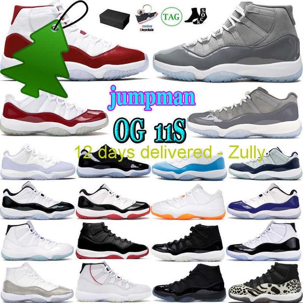 

og with box 2 days ship 72-10 cool grey jumpman 11 11s basketball shoes cherry men women 25th anniversary low legend white bred