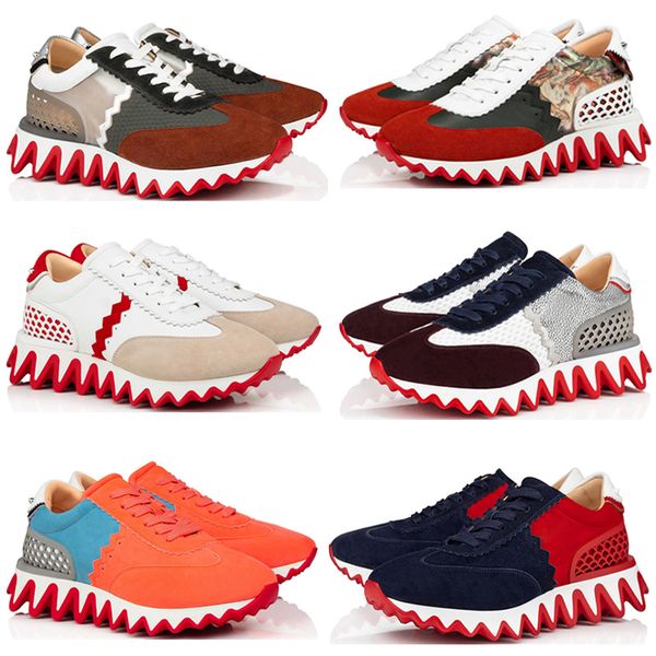 

fashion men women casuals sharks shoes loafers loubishark flat sneakers calfskin low elastic band designer comfort outdoor run walk casual, Black