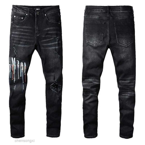 

amirs 2022 new mens jeans fashion skinny straight slim ripped jean elastic casual motorcycle biker stretch denim trouser classic pants gd15, Blue