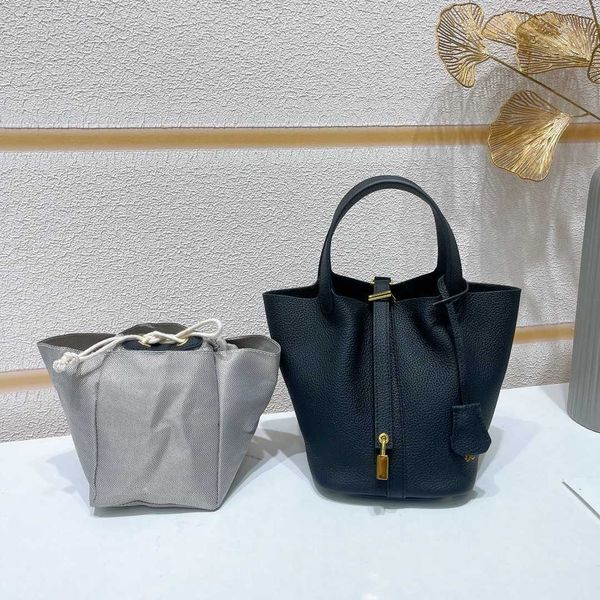 

fashion designer tote bag luxurys bucket handbag gold palladium hardware lady genuine leather open simple bag women calfskin picotin withcvn