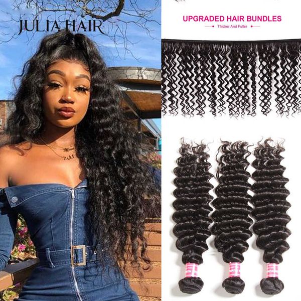 

wig caps brazilian deep wave hair bundles 134 pieces bouncy curl remy human hair weave extensions ali julia hair deep curly hair bundle, Black;brown