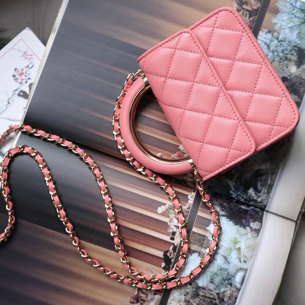 

delicate knockoff designer flap bag 13cm luxury sheepskin chain bag with box yc094