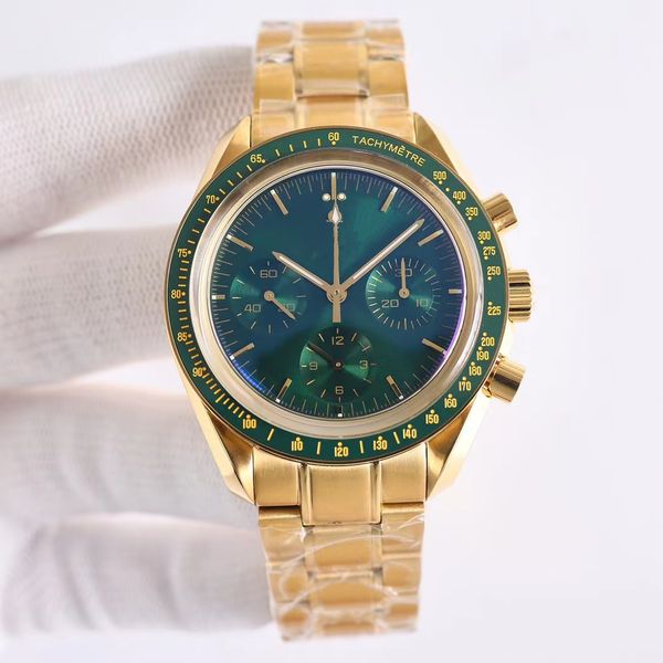 

the moon watch, the 4th generation super manual chronograph men's multi-functional mechanical wrist watch, Slivery;brown