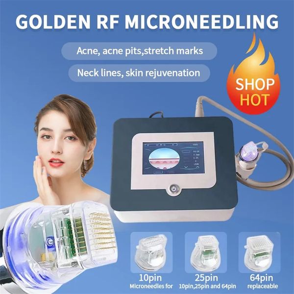 

multi-functional beauty equipment gold mirconeeding slimming machine radio frequency face lifting rf acne system microneedling machine skin, Black;white