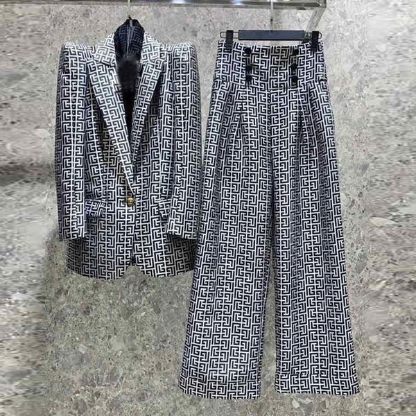 

women's suits & blazers 2023 new european and n star personality profile shrug geometric pattern jacquard one button suit jacket, White;black