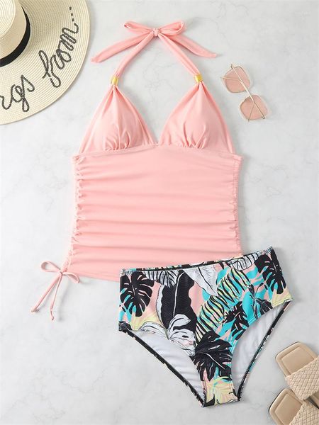 

women's swimwear bikini 2023 swimsuit women tankini v-neck two piece bikinis set halter lace up bathing suit summer beach for female, White;black